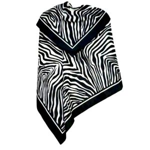 1988 AVON 36" Zebra Stripe Scarf Black & White Silky Soft Fabric
